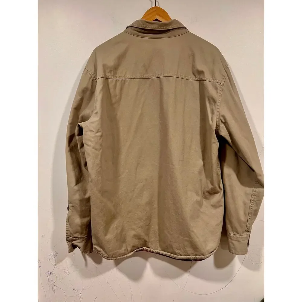 Woolrich Khaki Flannel Lined Cotton Shirt Jacket Men’s Large